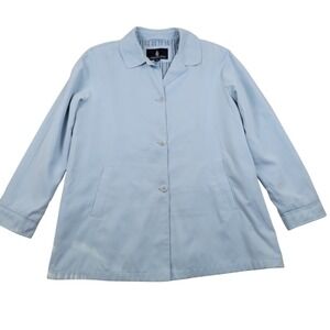 London Fog‎ Womens Light Robin Egg Blue Classic 3 Button Trench Coat Jacket Sz L